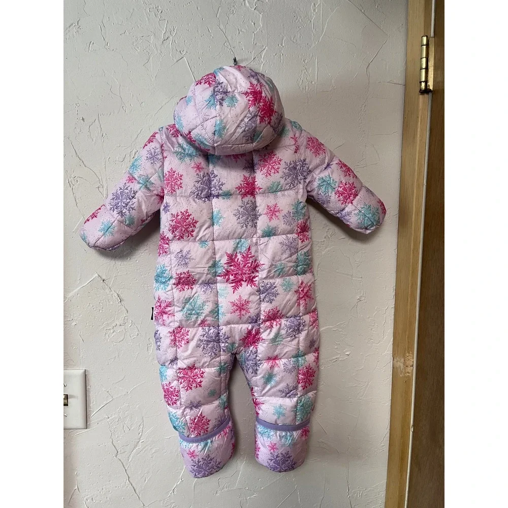 Spyder Baby Snowsuit‎ Winter Snowsuit Pink Snowflake Hooded Fleece Lined 3-6M